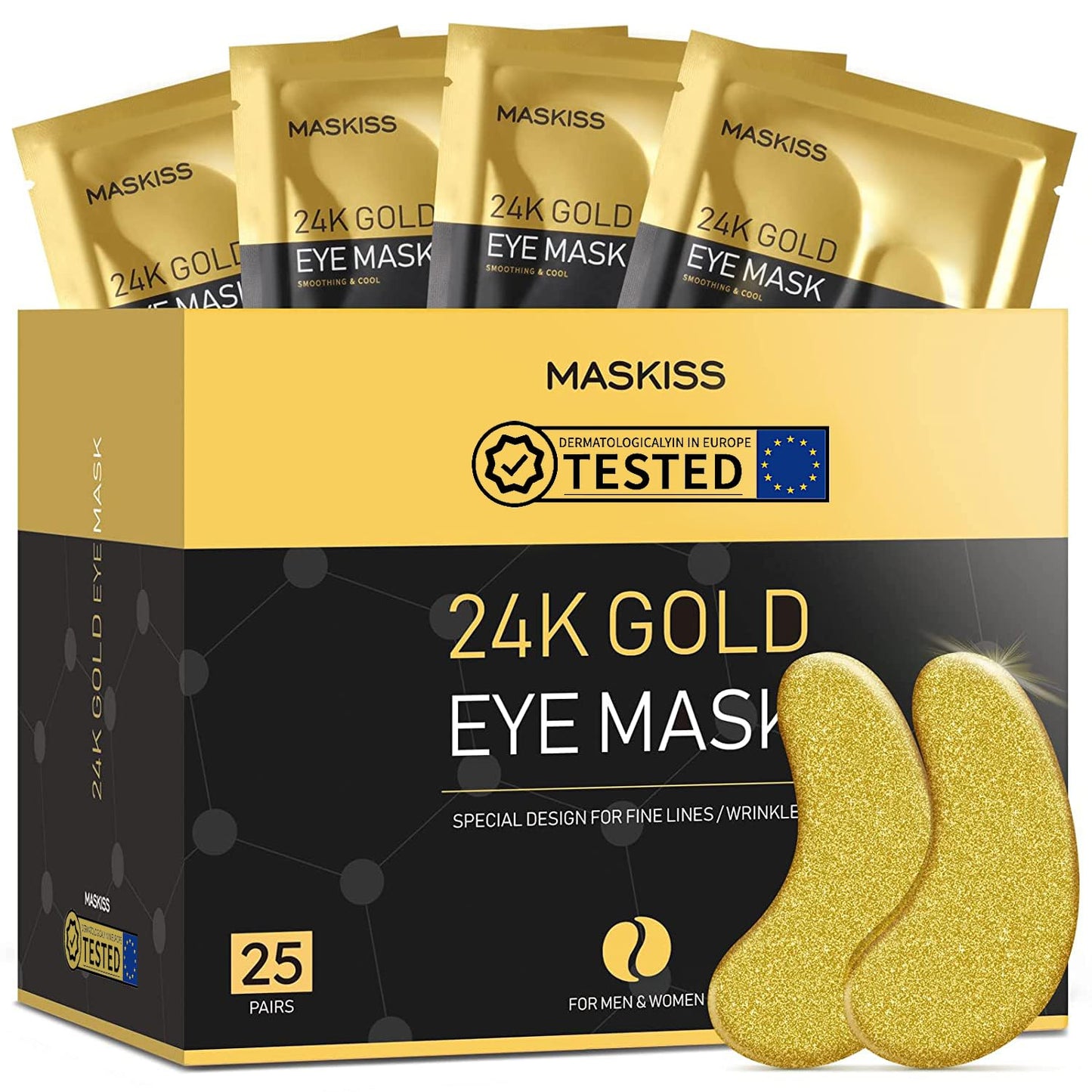Under Eye Patches (25 Pairs) - 24K Gold Eye Masks Skincare Enriched with Abundant Collagen, hyaluronic acid, anti-aging self care eye gel pads for