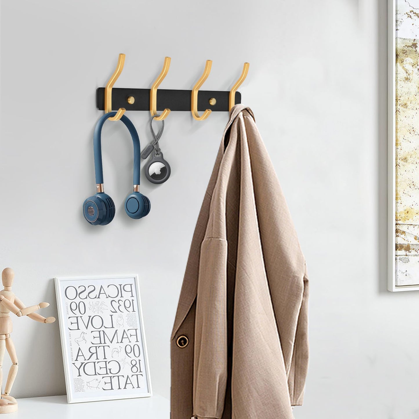 MEIJO Coat Hooks Wall Mounted, Coat Rack Wall Mounted Stainless Steel Heavy Duty Wall Hook, Coat Hooks for Door, Bedroom, Bathroom