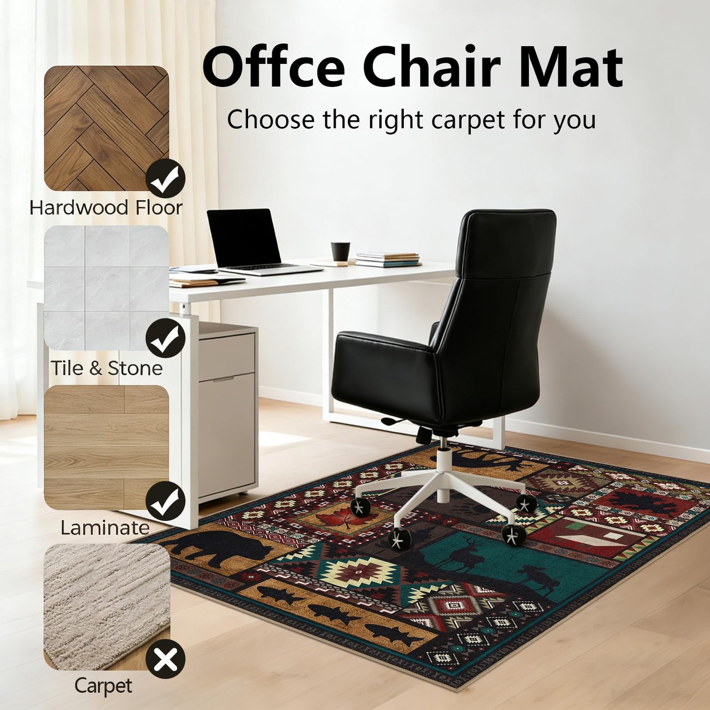 Homcomodar Office Chair Mat for Hardwood Floor 90x120cmDesk Chair Mat Brown