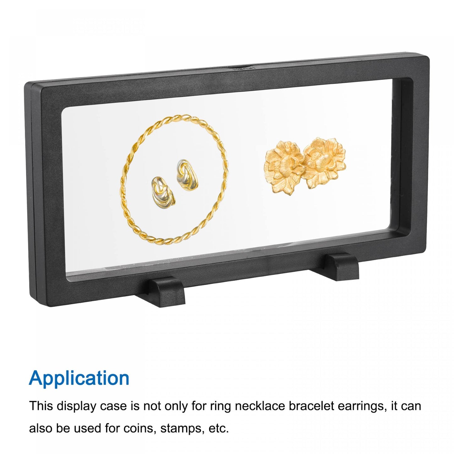 sourcing map Floating Thin Film Display Box with Base 23cm x 11cm x 2cm Black