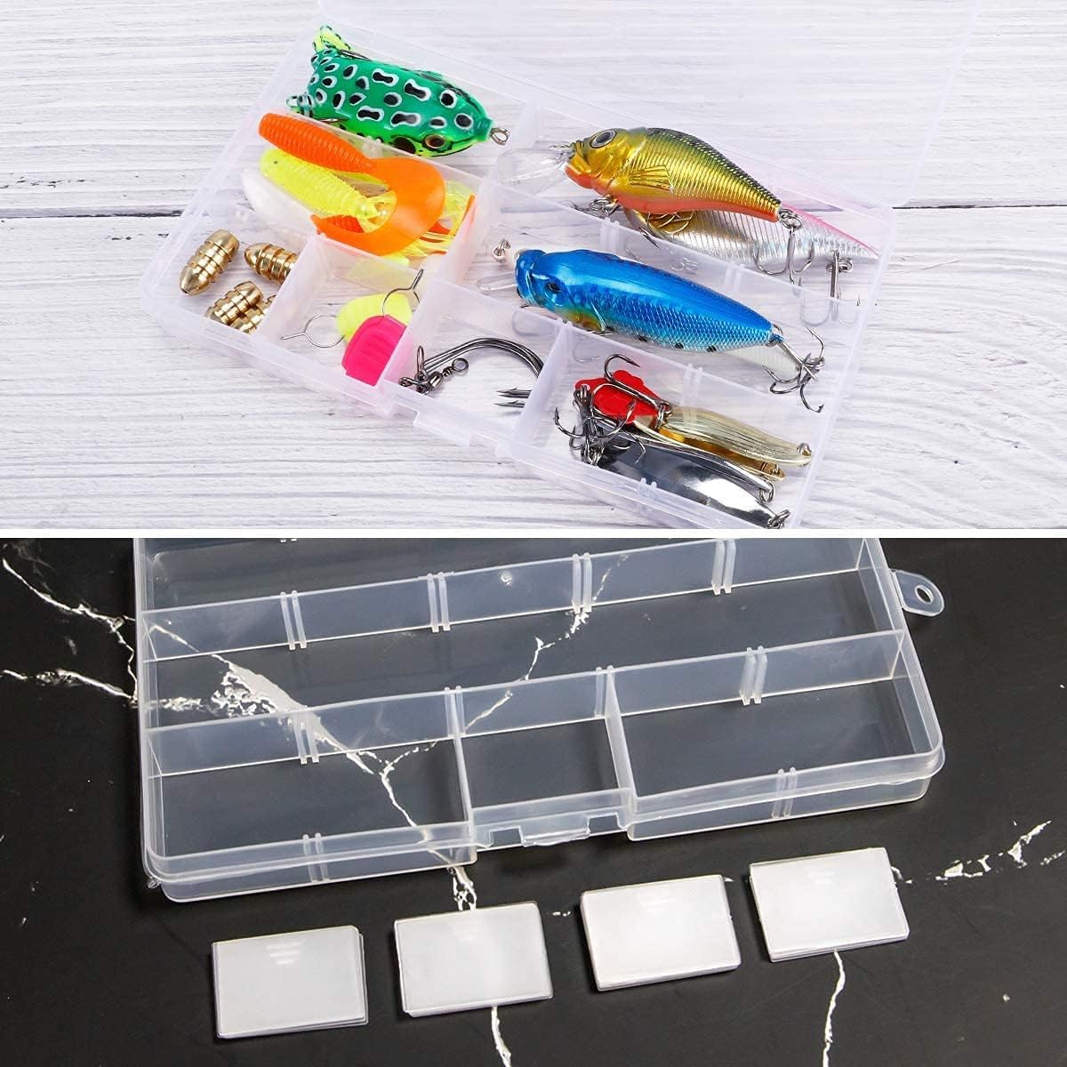 PATILWON 3Pack Small Plastic Storage Boxes Grids Organizer with Movable Dividers, Adjustable Compartment for Earring Rings Button Beads Screw