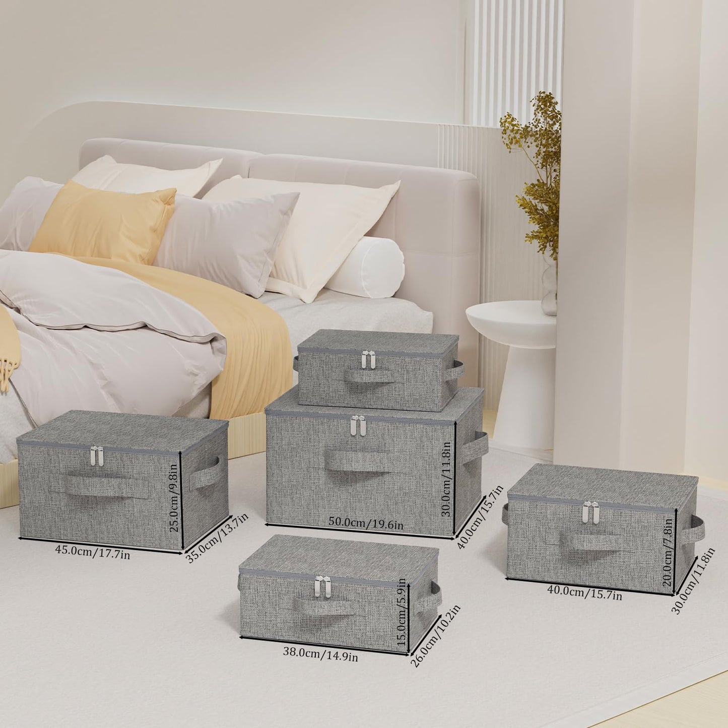 ENUMAIL Underbed Storage Boxes with Zippers,50x40x30cm,Grey,2 Pack