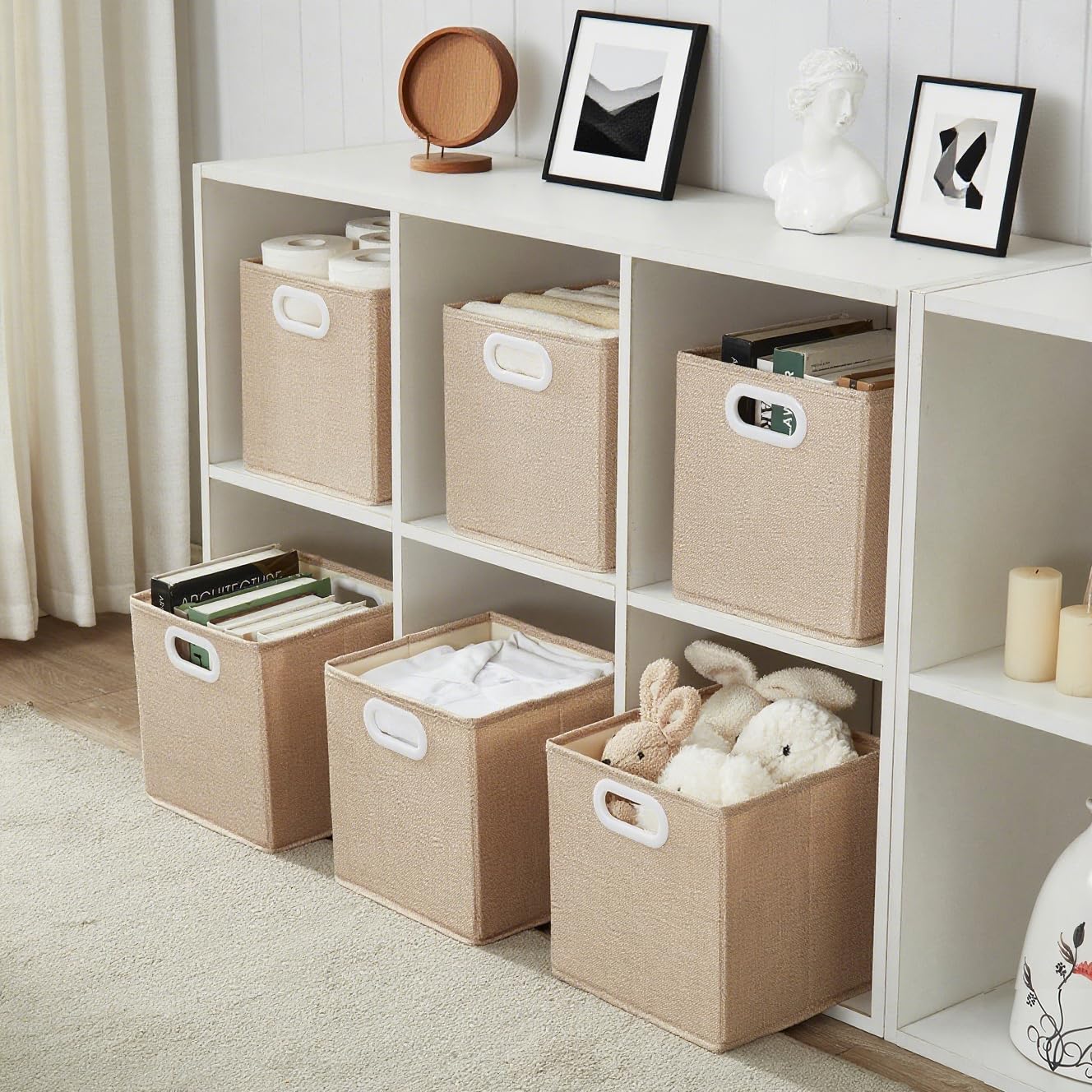 Mangata Cube Storage Boxes 28x28x28cm, Light Khaki, 3Pcs