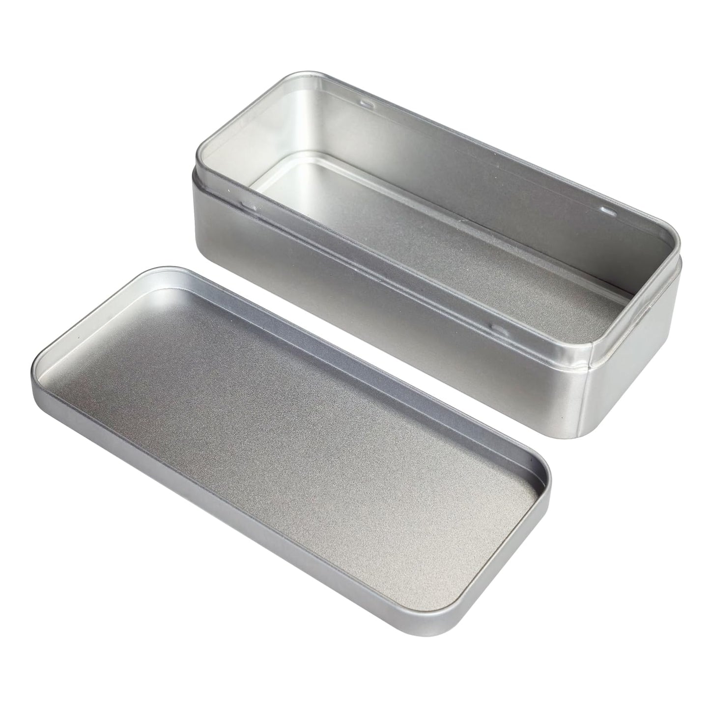 Thintinick 7 Pieces Rectangular Metal Empty Tins, Silver, 15x7x4cm