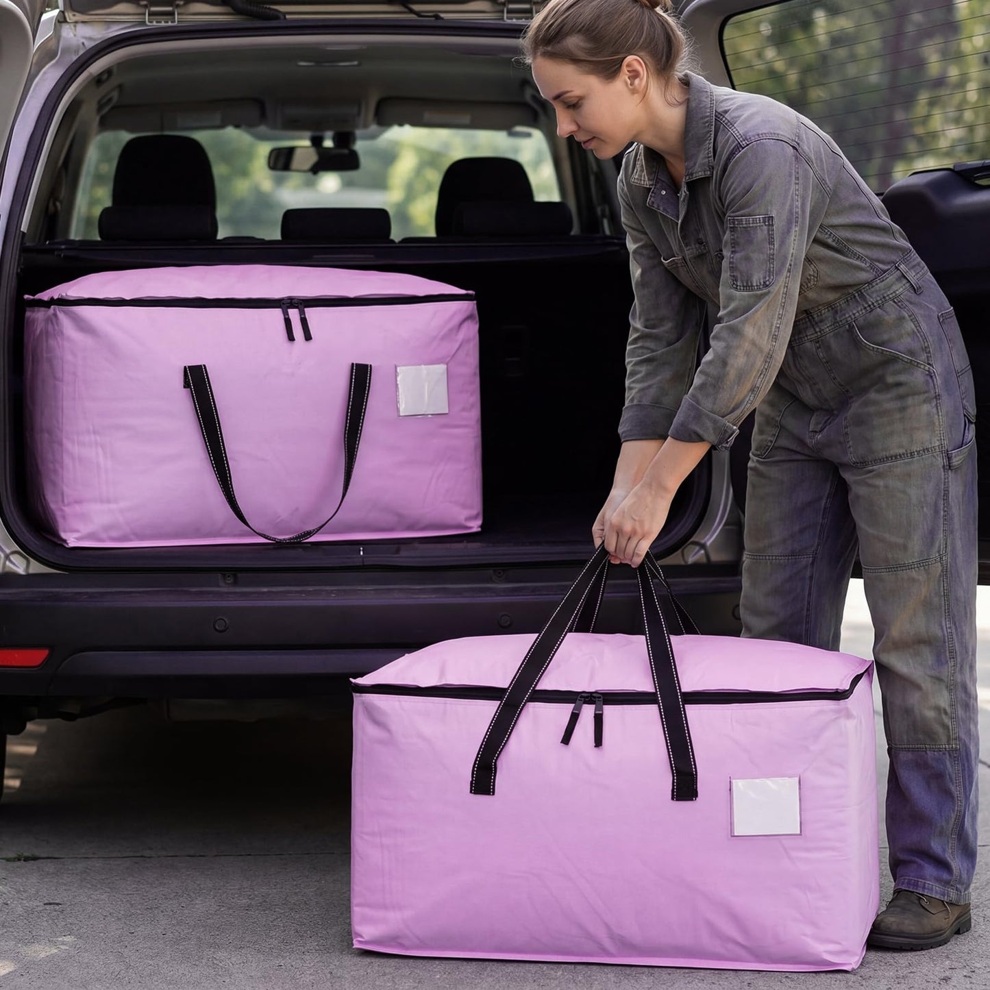 Dntorx 6 Pack 90L Moving Bags, Waterproof Moving Boxes with Zips,Purple