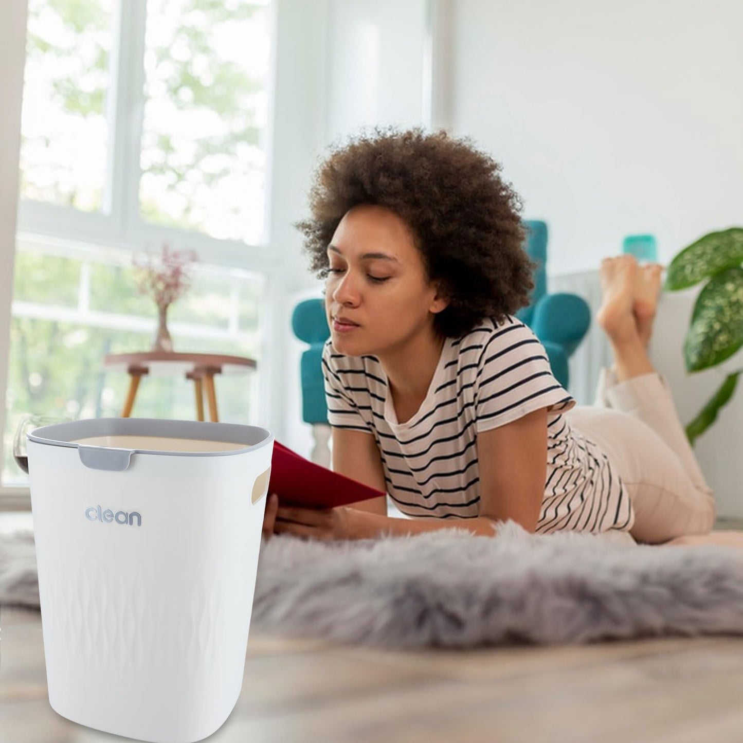 ASelected Trash Bin 10 L Kitchen Trash Can Pressure Rings Design Cream White Square Trash Can For Kitchen,Bathroom Office Living