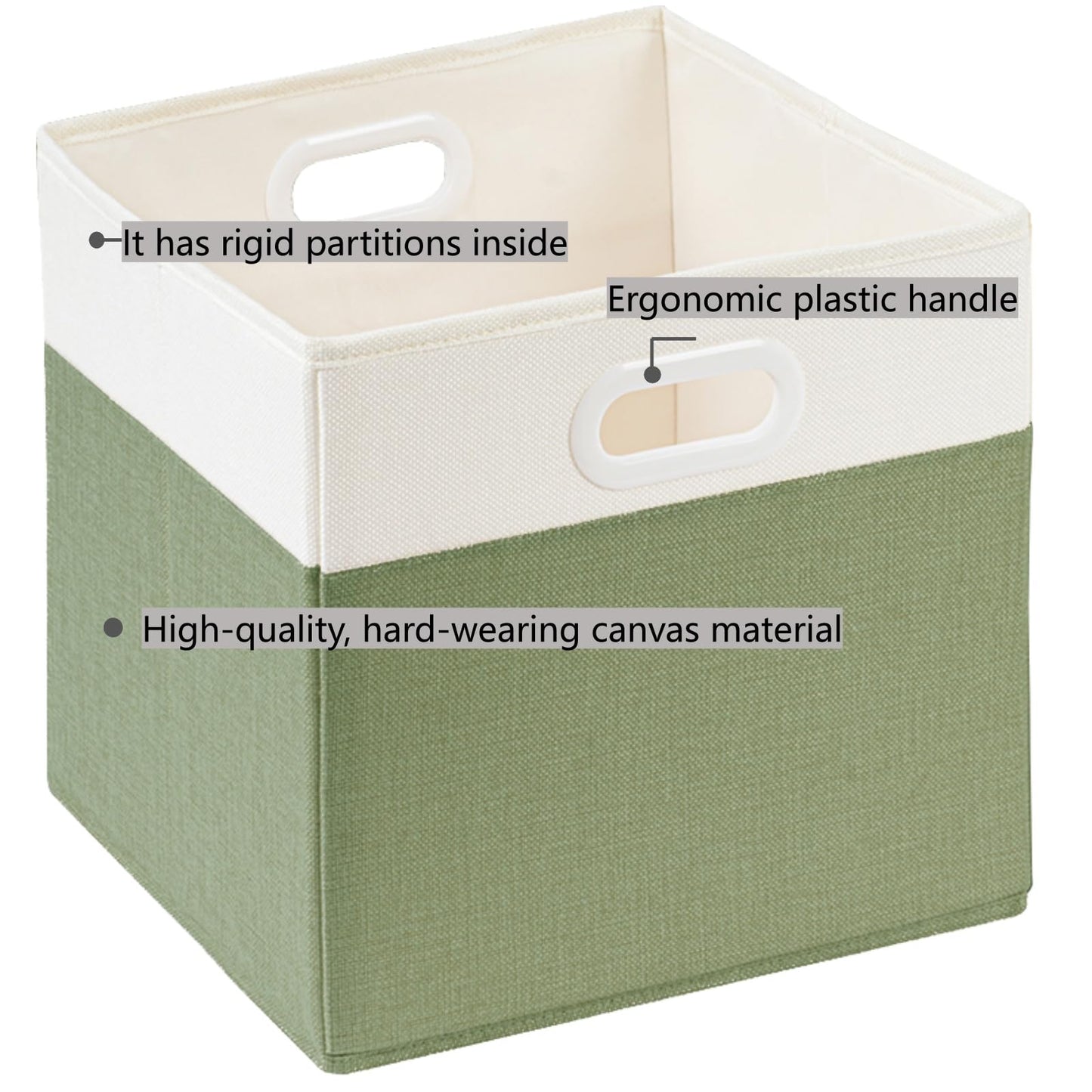 SOCOHOME Fabric Cube Storage Boxes,30x30x30cm Foldable Storage Baskets for Shelf Nursery Closet(Green/White, Set of 4)