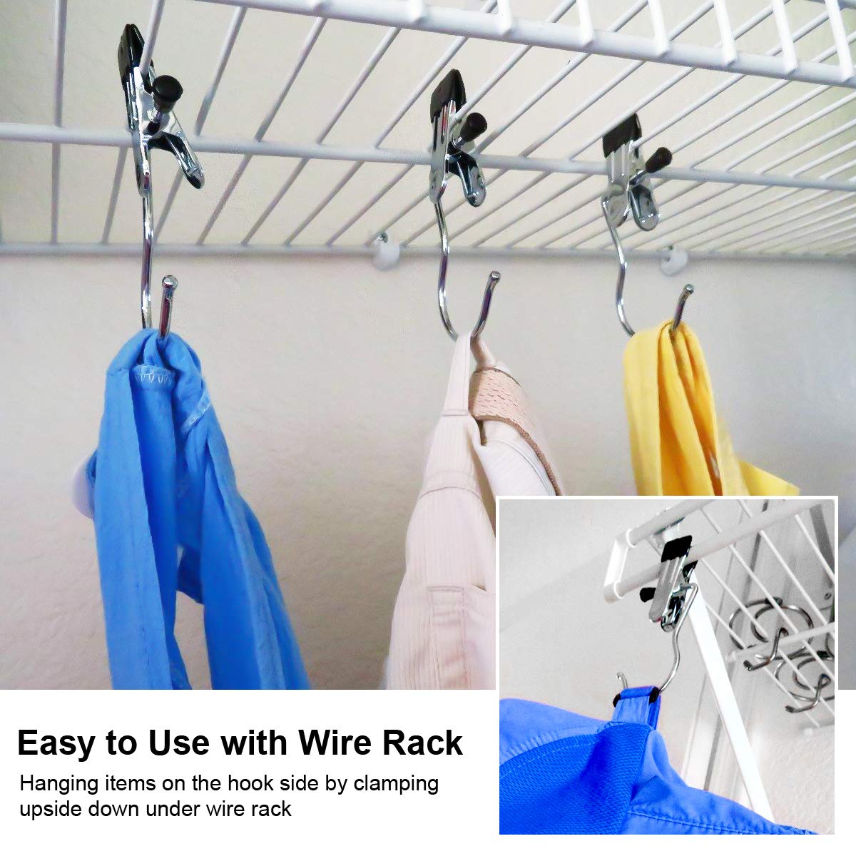 Coideal Laundry Hooks Hanging Clips, 8 Pcs Metal Boot Hangers Portable Clothes Pegs Drying Clips for Coat Hat Gloves (Black)