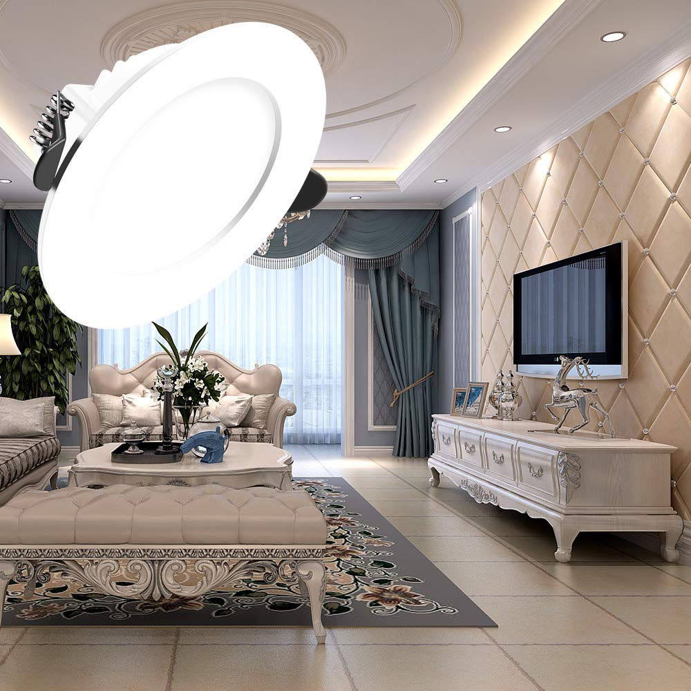 Tofisr LED recessed Ceiling Light, 7W Downlights 700LM Natural White Light 4500K, Round Aluminum Metal Spotlights 230V, Cut 75-95mm, for Living Room