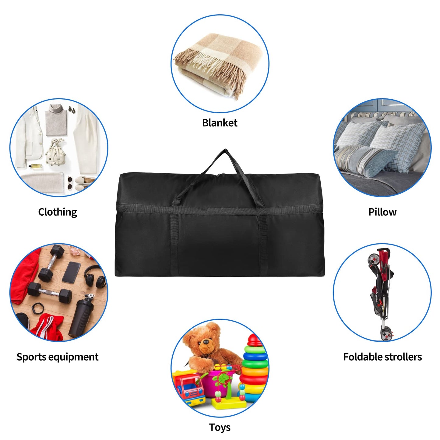 WAORZMK 100L Extra Large Moving Bags Heavy Duty Clothes Storage Bags 4 Pack