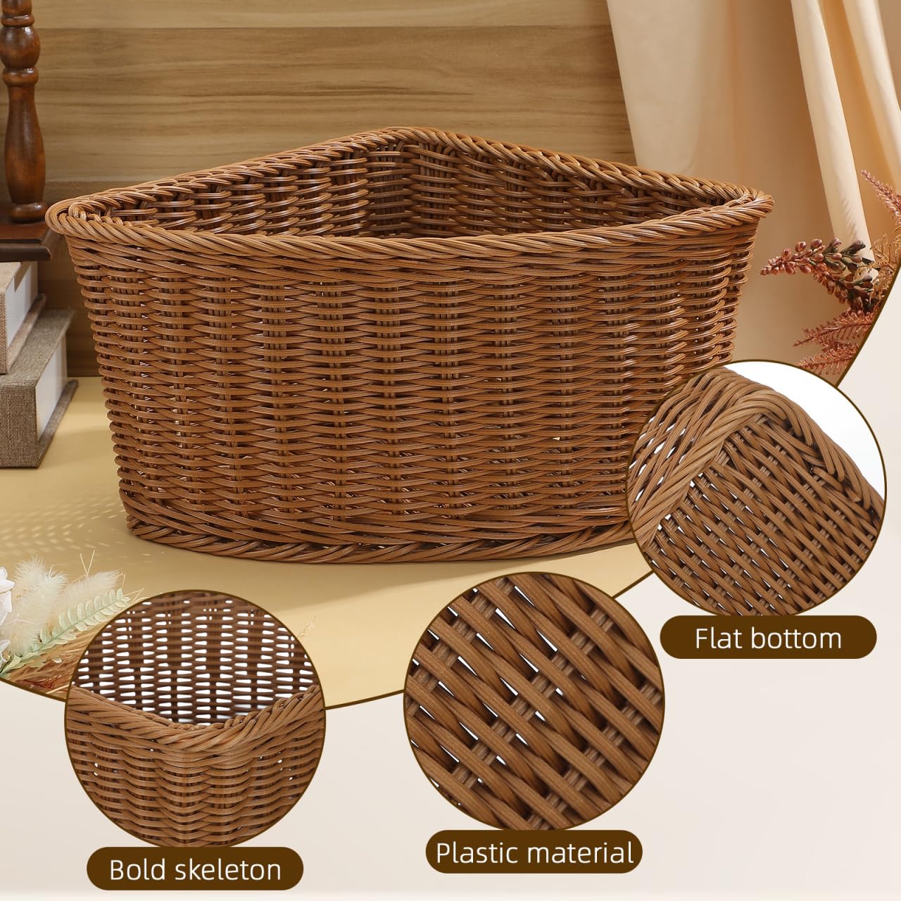 Alipis 1 PCS Corner Storage Basket Fan Shaped Wicker Organiser Bin Triangular Rattan Shelf Basketry for Bathroom Closets and Snacks