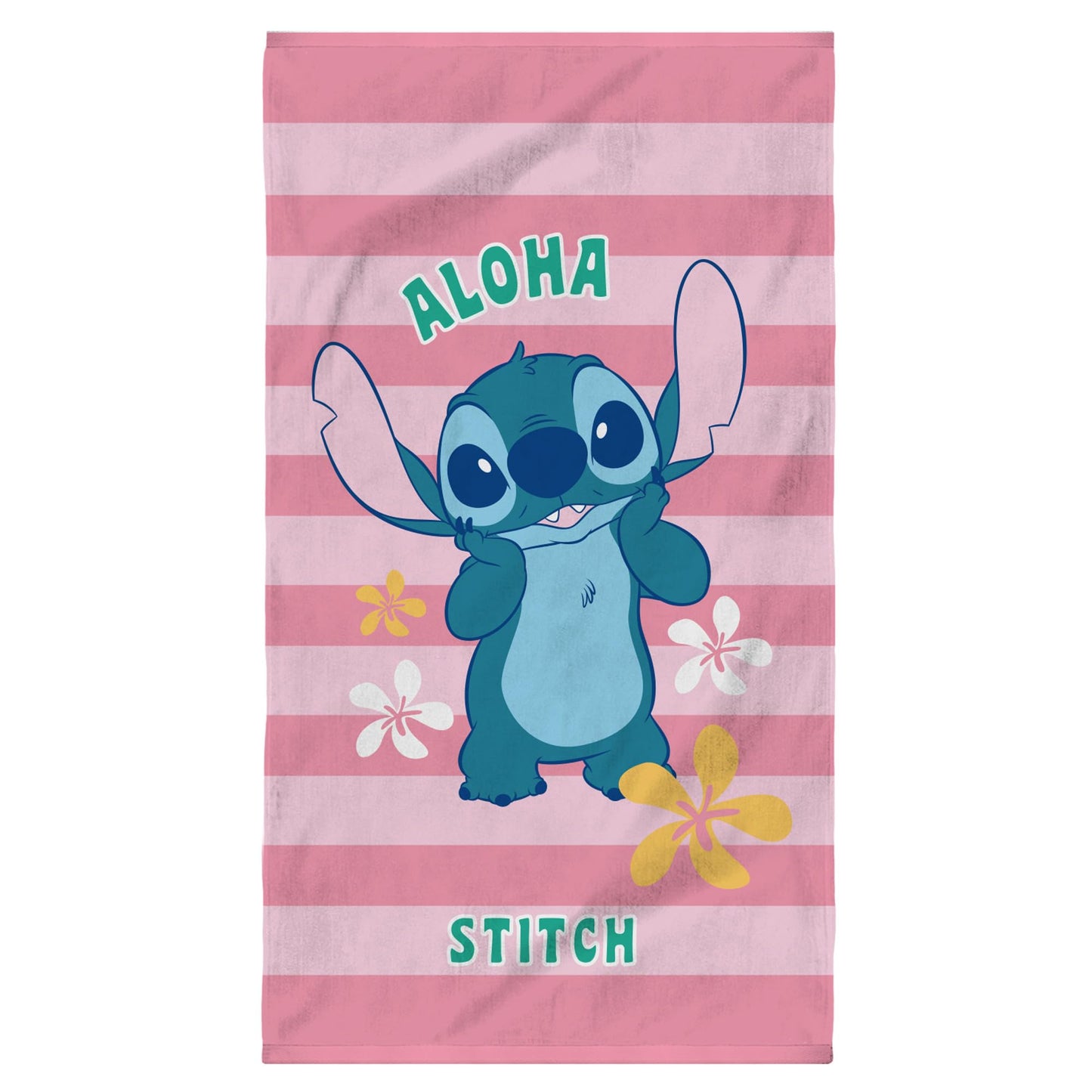 Disney Home Stitch Ohana Children's Printed Beach Towel | 100% Cotton | Oeko-TEX | 70 x 120 cm | Pink