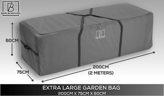 Barlborough Garden Cushion Protective Storage Bag Cover | XLarge 200 x 75 x 60cm | For Outdoor Furniture Sofa Cushions Grey