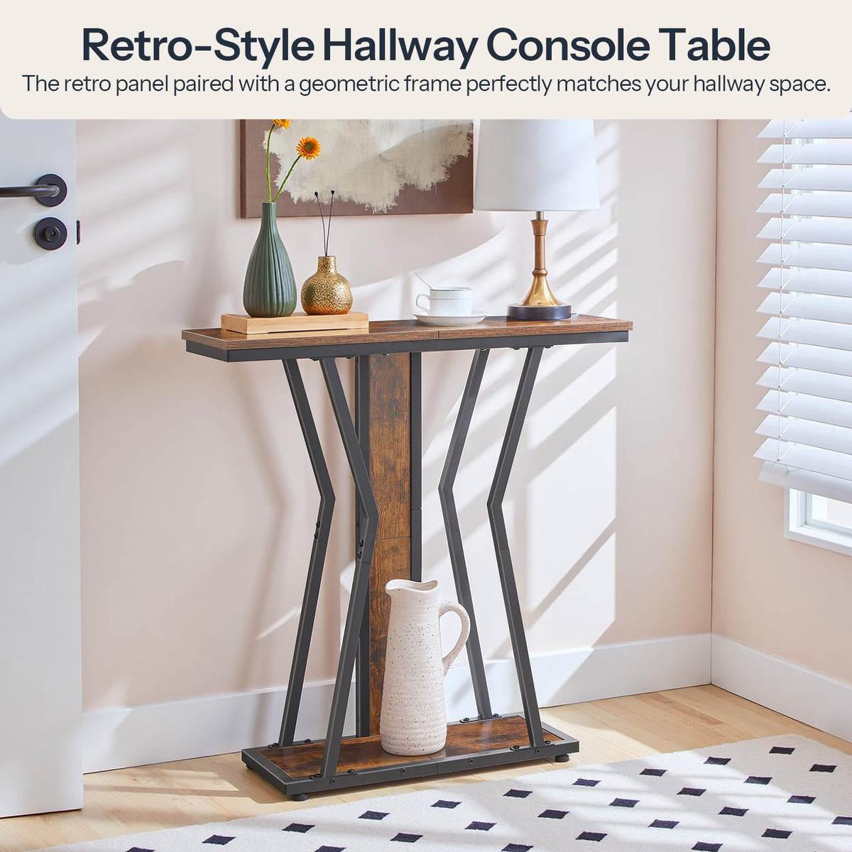 HOOBRO Slim Console Table for Hallway, 75 cm Narrow Hallway Table with Storage, 2-Tier Behind Sofa Table, Modern Style, for Living Room, Entryway
