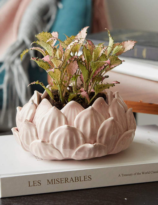 SEINHIJO Ceramic Planter Pot Cacuts Succulent Decor Gifts Flower Ornament Modern Indoor Sculpture Table Centerpiece Arts Crafts Pink 18cm