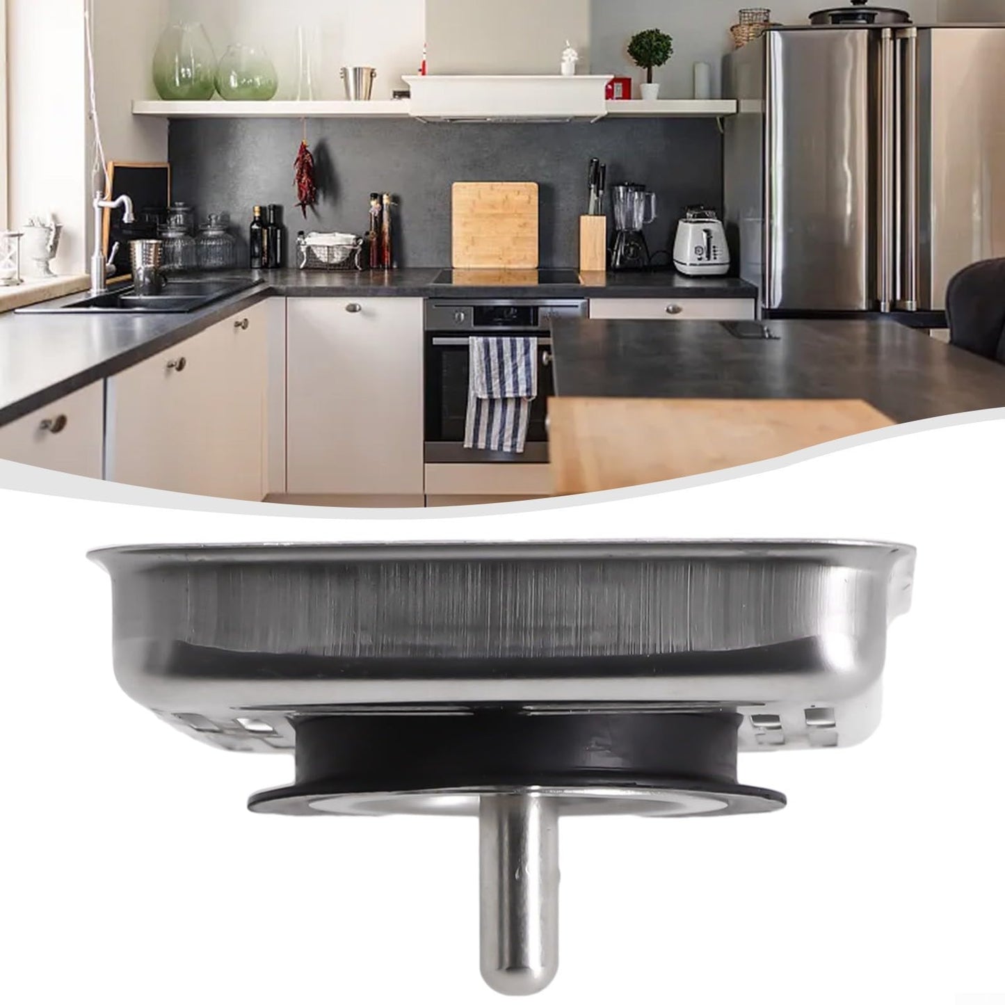 SPORTARC Square Kitchen Sink Strainer, Stainless Steel Kitchen Sink Strainer Drainer, Sink Anti-Blocking Mesh Stopper Basket Strainer Waste Plug