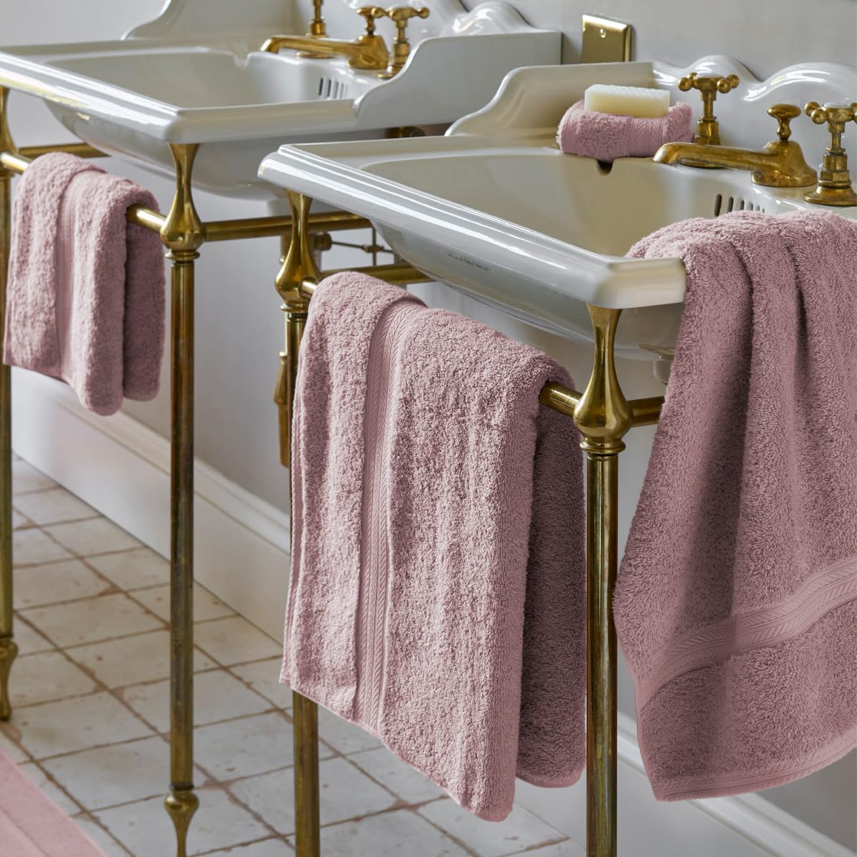 Christy Renaissance 2 Hand Towels Set | Petal Pink | 100% Egyptian Cotton Pile | Luxuriously Soft and Super Absorbent | 675 GSM
