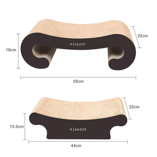 Aibuddy Cat Scratcher, 2 in 1 Cat Scratching Pad Post Bed Lounge with Catnip, Durable Cardboard & Construction (55 x 22 x 19 cm ?44 x 22 x 13.5cm)
