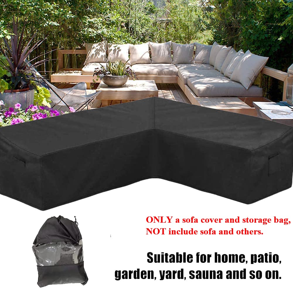 Skyour Patio Furniture Sectional Couch Sofa Cover Weatherproof Heavy Duty 420D Oxford Outdoor L Shaped Sectional Garden Rattan Corner Sofa Furniture