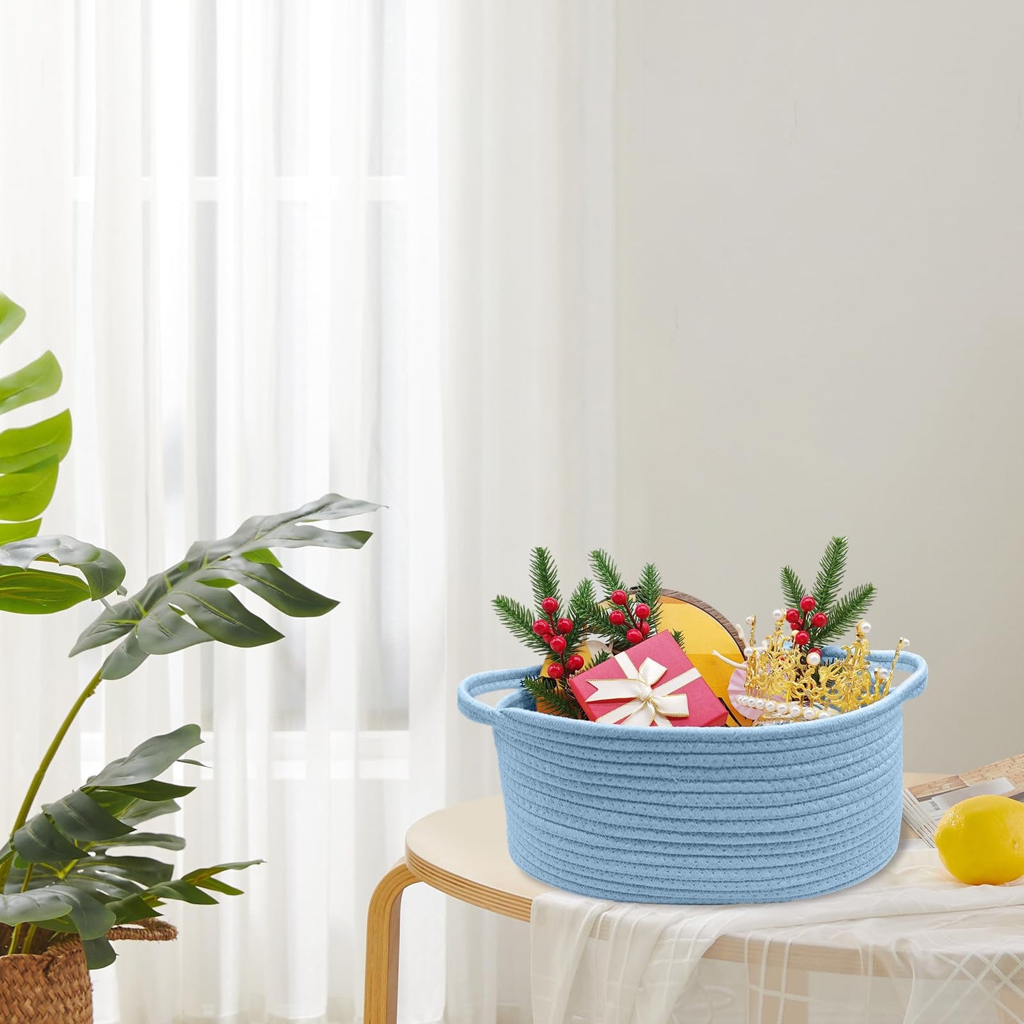 1 Set Empty Hamper Basket Cotton Rope Basket (14.96 x 9.06 x 5.51 in)