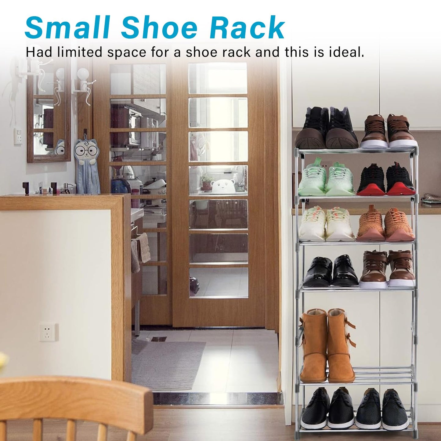 huipinghu Stackable 3 Tier Slim Shoe Rack - Space Saving Footwear Storage Organiser with Quick Assembly - Grey, for Hallway & Bedroom