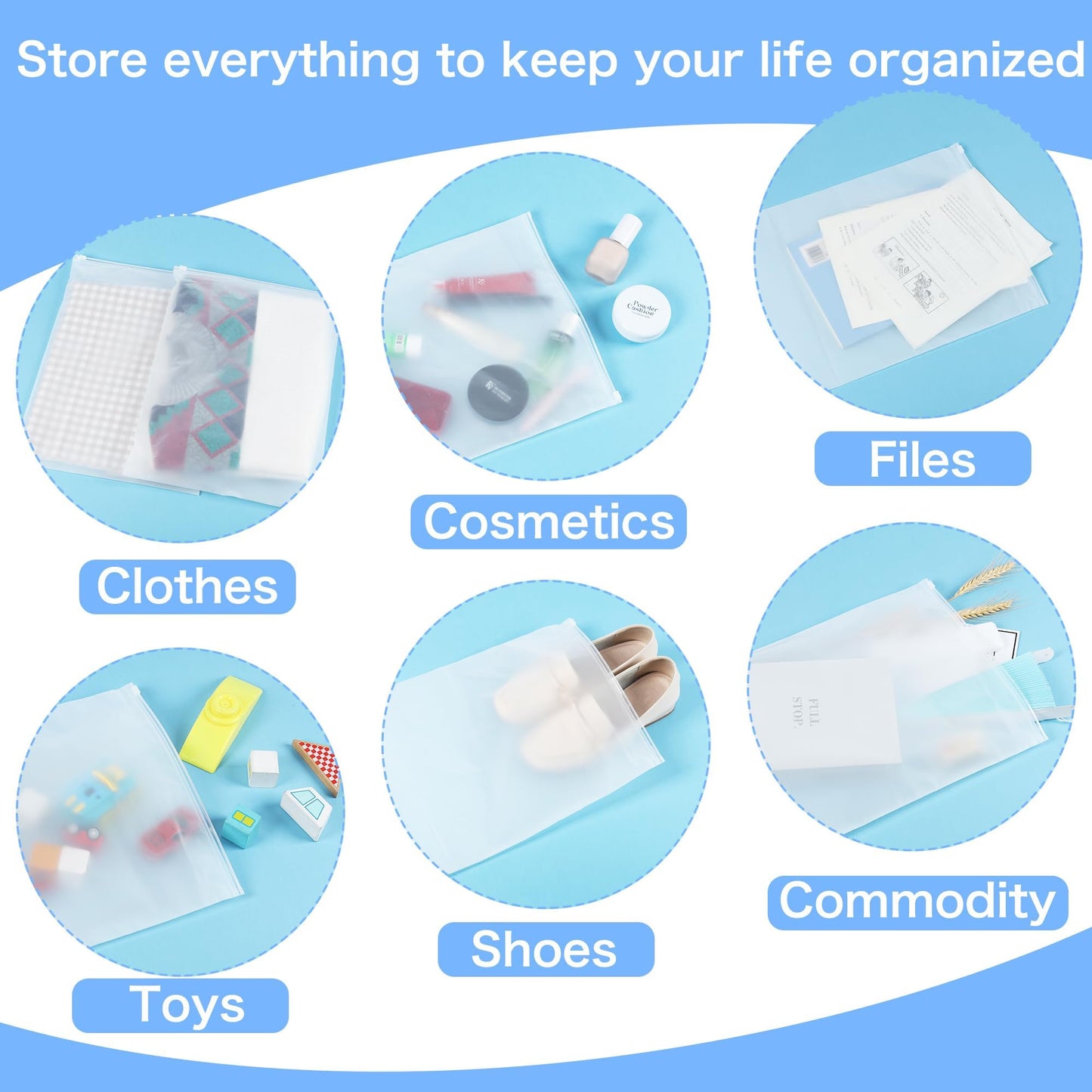 30Pcs Large Ziplock Bags for Clothes - 40x30cm Plastic Storage Bags, Reusable Hospital Bag Organizer, Waterproof & Dustproof Travel Bags for Shoes