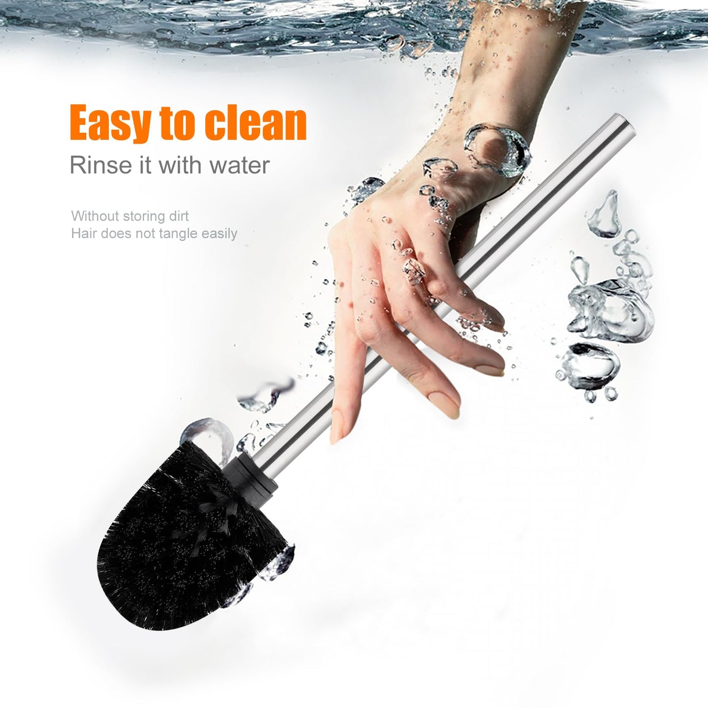 Ibergrif Black Toilet Brush 4PCS with Stainless Steel Handle M34155