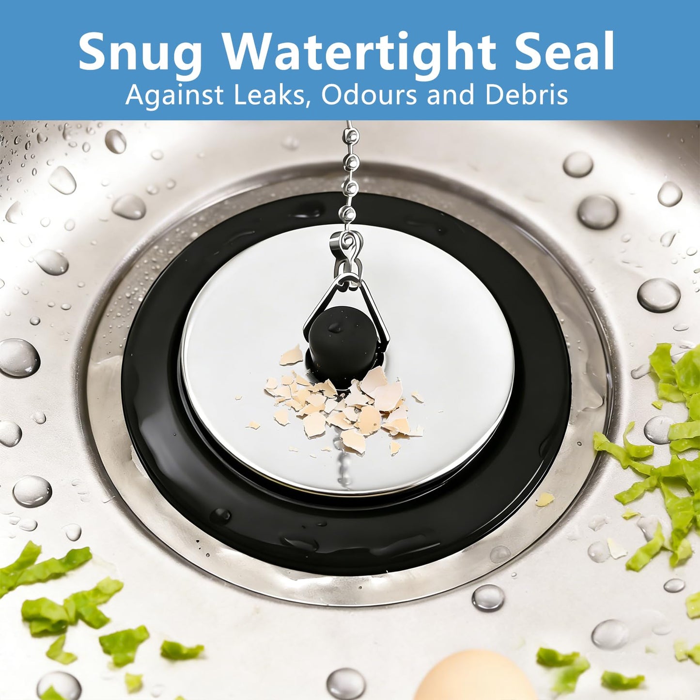 YINKIGI 4Pcs Universal Bath Plug Replacement and Upgraded Chain for UK Sink