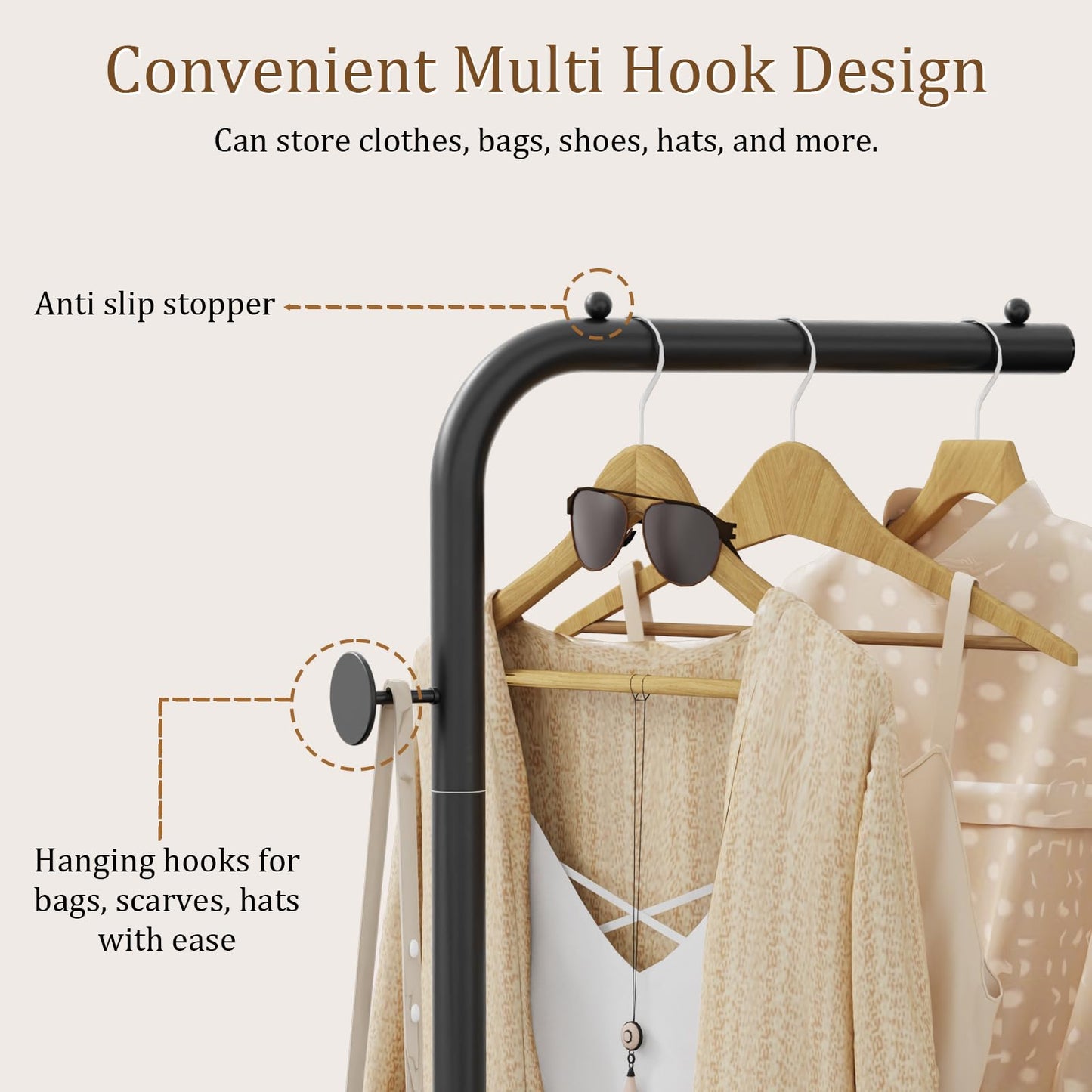 OUTBROS Coat Stand Metal-180cm Black Free Standing dress