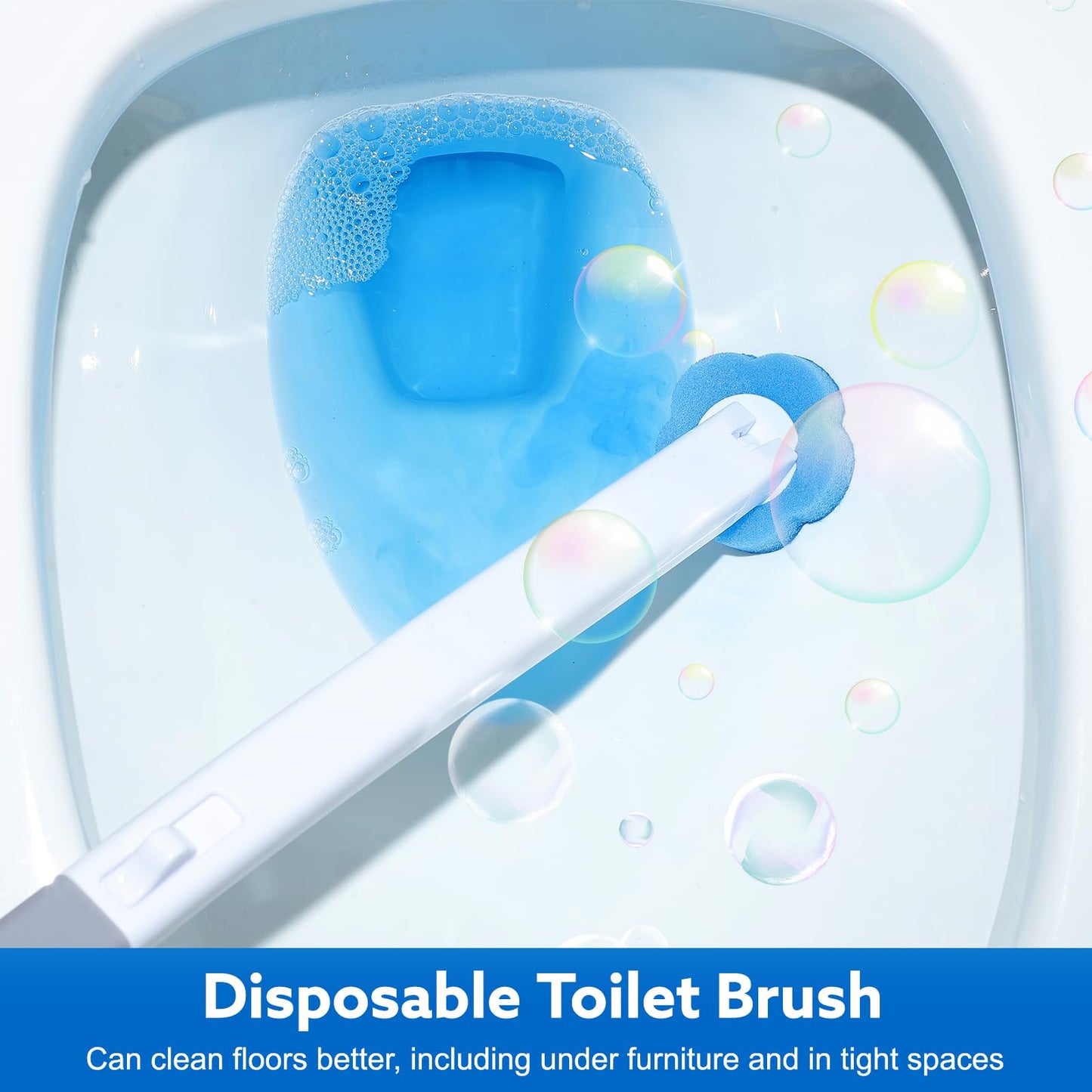 wlich Disposable Toilet Brush 48 Refills, Wall Mounted Holder for Bathroom