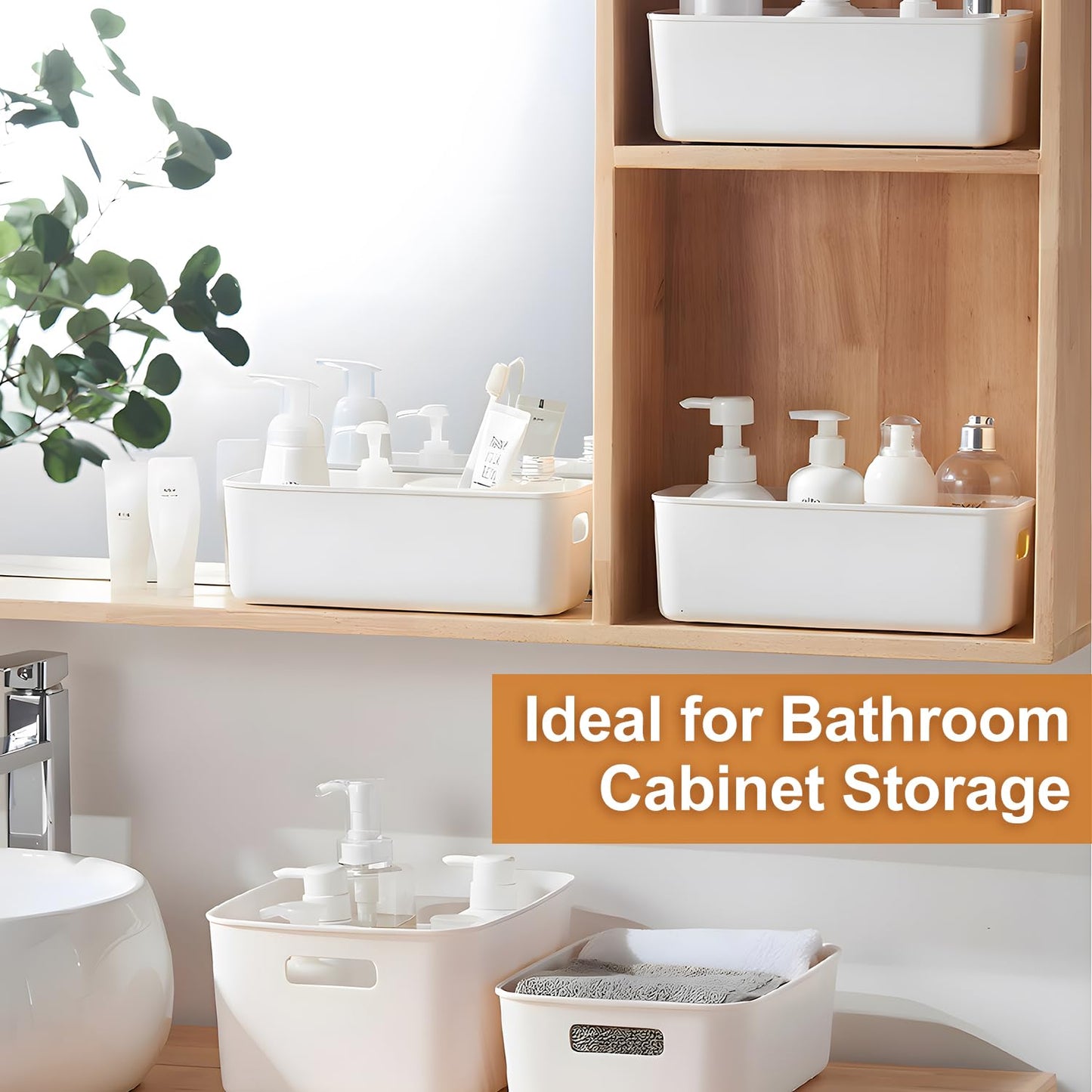 10cm Wide Narrow Plastic Small Storage Boxes with Lids 4 Pcs Long Slim 2.2L