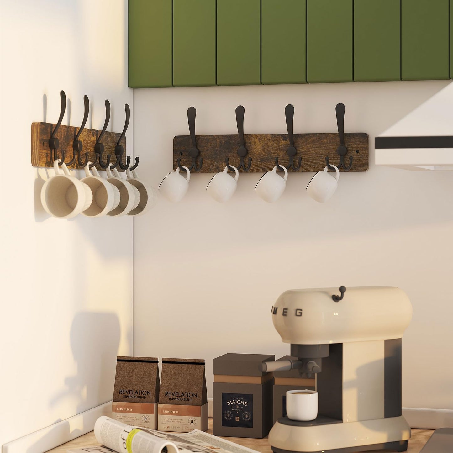 YMYNY Coat Hooks Wall Mounted, Rustic Brown HWS005H
