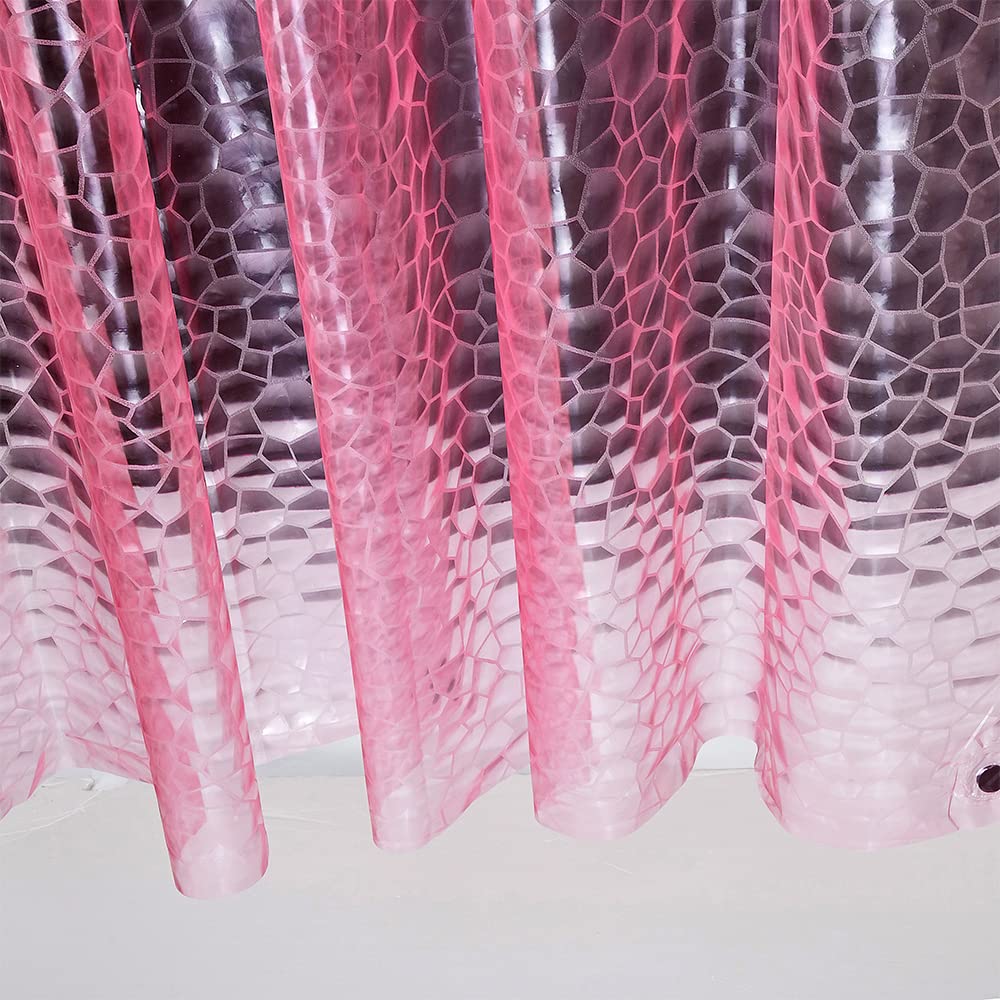 Ga-Geetopia EVA 3D Pink Water Cube Plastic Shower Curtain Liner - Premium Light Weight 72" x 72" Pink Bathroom Shower Showroom Curtain Liner with