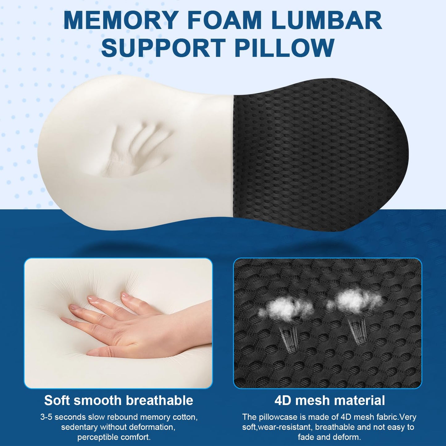 Samamoca Lumbar Support Pillow For Lower Back Pain Relief,Back Lumbar Support Cushion,Ergonomic Lumbar Support Pillow For Office Chair & Car