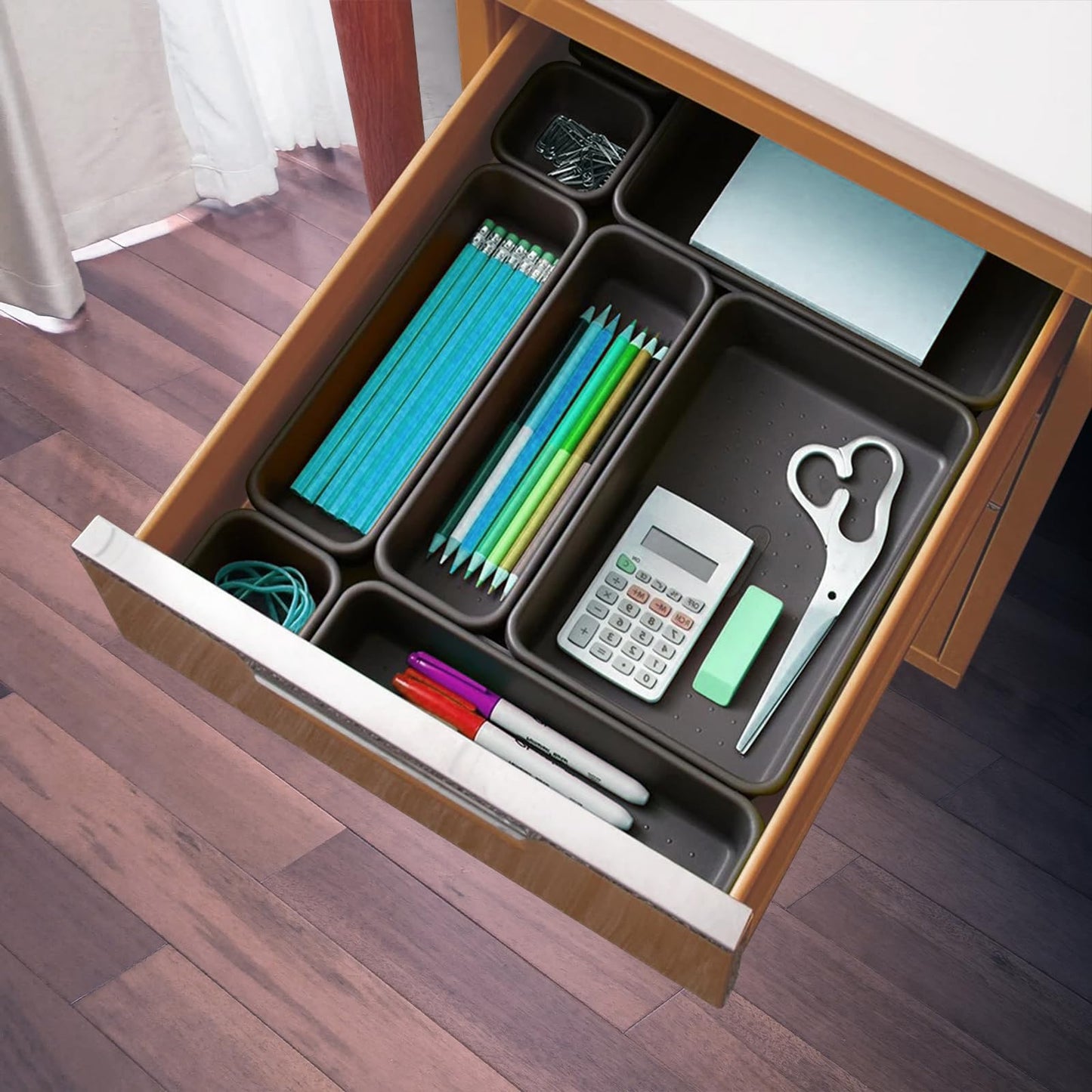 Nuts OT nuts Desk Drawer Organiser Tidy Dividers 24Pcs Makeup Dividers 3 Sizes Plastic Trays for Storage for Dresser Cosmetics Office Stationery