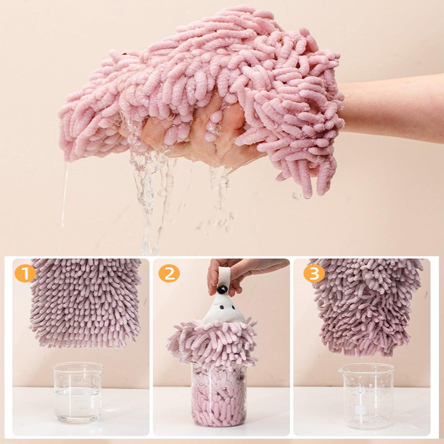 soulnioi Kitchen Hand Towels, Cute Animal Dish Cloths Microfiber Cleaning Cloth Absorbent Washcloth with Hanging Loop for Kitchen and Bathroom