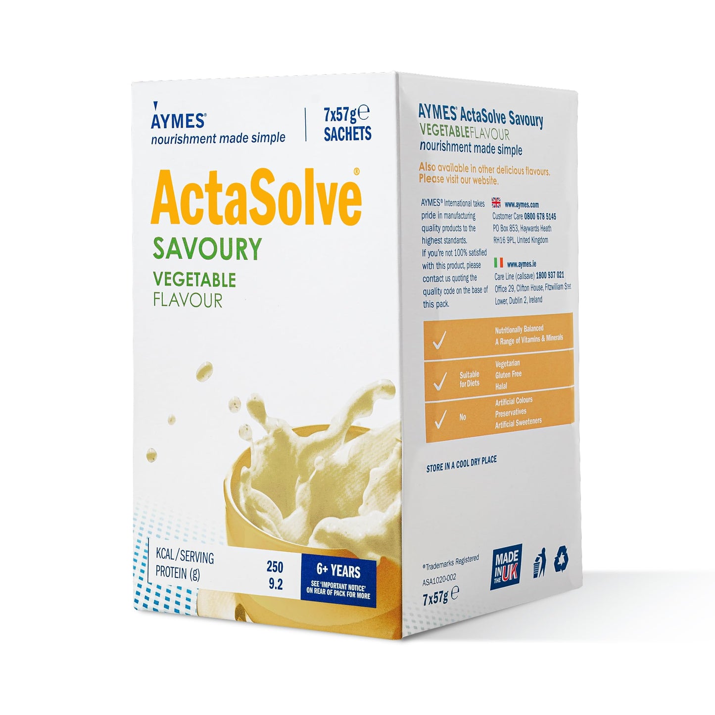 AYMES - ActaSolve Savoury - 42 Servings - Vegetable - Soup-Style Nutritional Powder - Gluten Free - Suitable for Adults and Children Aged 3+