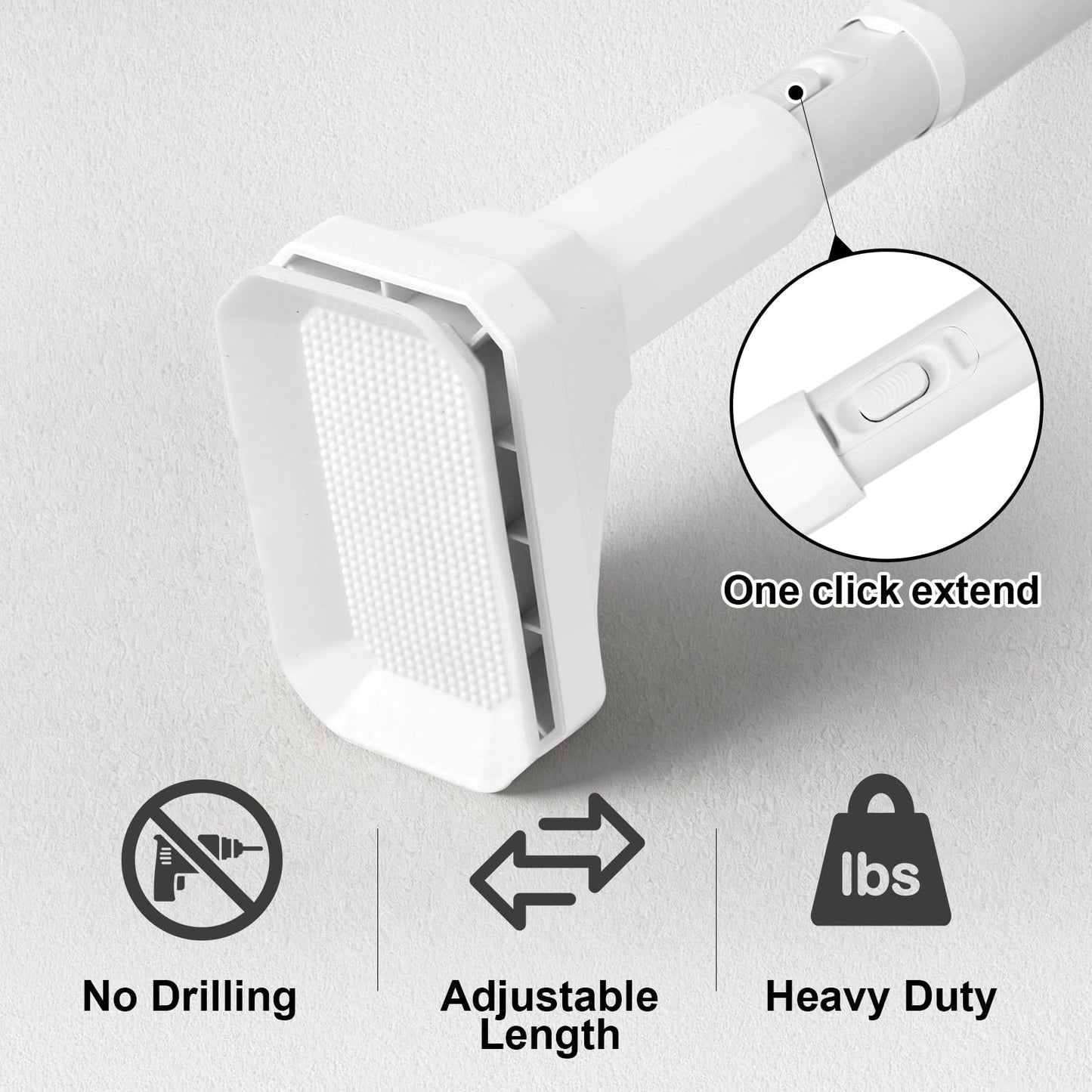 Heavy Duty Tension Pole, Extendable Curtain Rod No Drill - Telescopic Adjustable Rods for Window or Door, Strong Support for Clothes Hanging