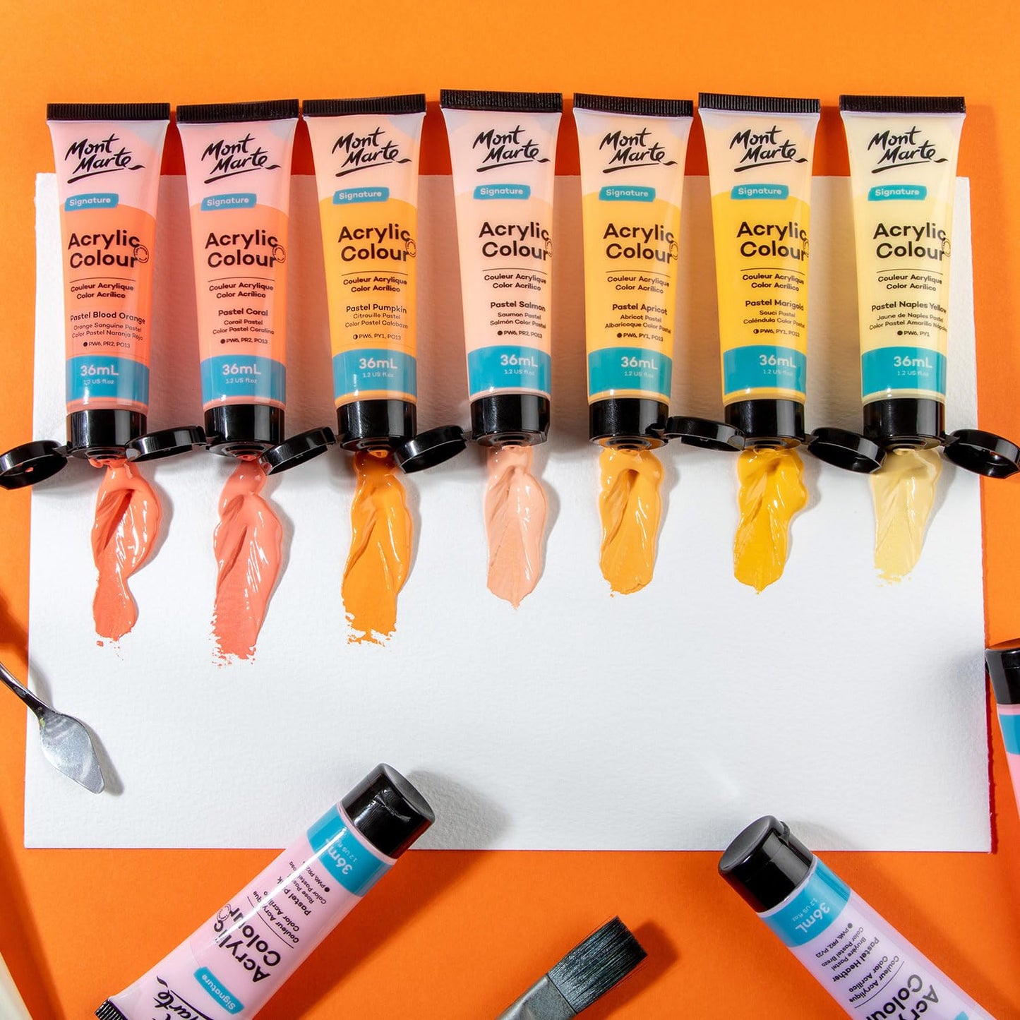 Mont Marte Acrylic Paint Pastel Set 48 x 36ml Modern Pastel Colours for Canvas, Cardboard, Paper, Leather and more
