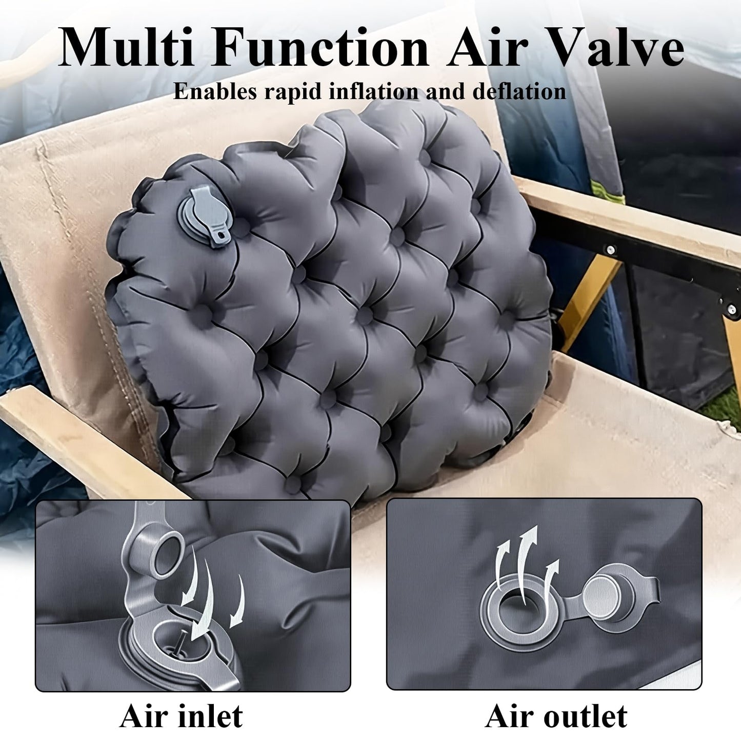 BDDZYBY Travel Cushion – Portable Air Seat Pad for Long Sitting, Camping & Stadium, Lightweight Foldable for Airplane, Car & Office