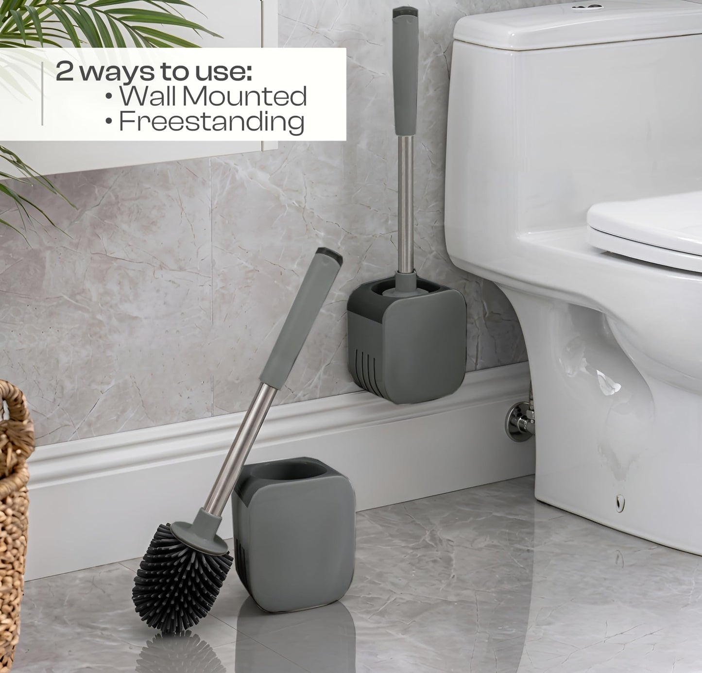 Silicone Toilet Brush and Holder Set, Loo Brush with Hidden Tweezers.