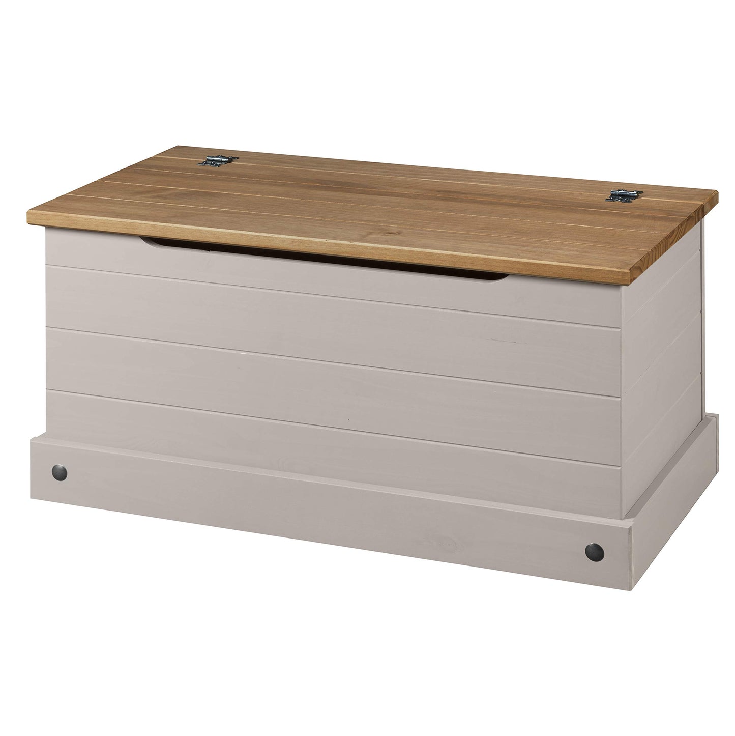 Mews Corona Grey Storage Chest Ottoman Solid Pine Wood Mexican Toy Chest Bedding Blanket Box