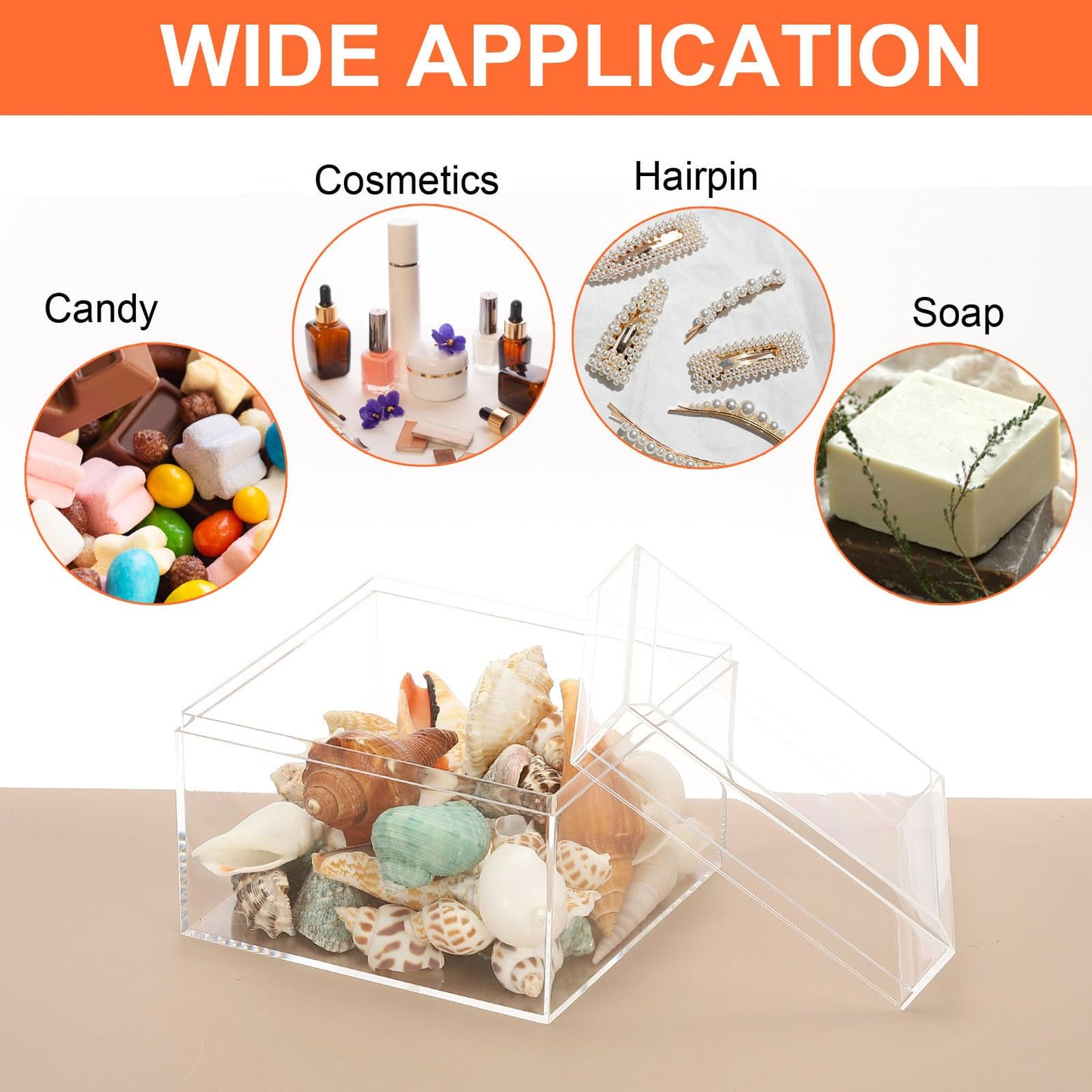 PATIKIL Acrylic Box with Lid 7.87" x 7.87" x 4.92", Clear Acrylic Display Boxes Plastic Square Cube Containers Storage Organizer for Candy Tiny