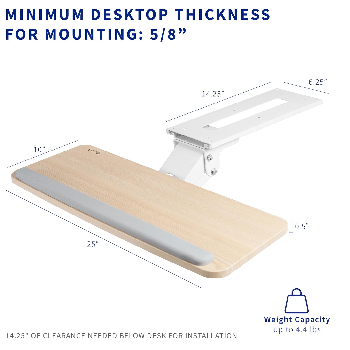 VIVO Adjustable Computer Keyboard and Mouse Platform Tray Ergonomic Under Table Desk Mount Drawer Underdesk Shelf, Light Wood, MOUNT-KB03C