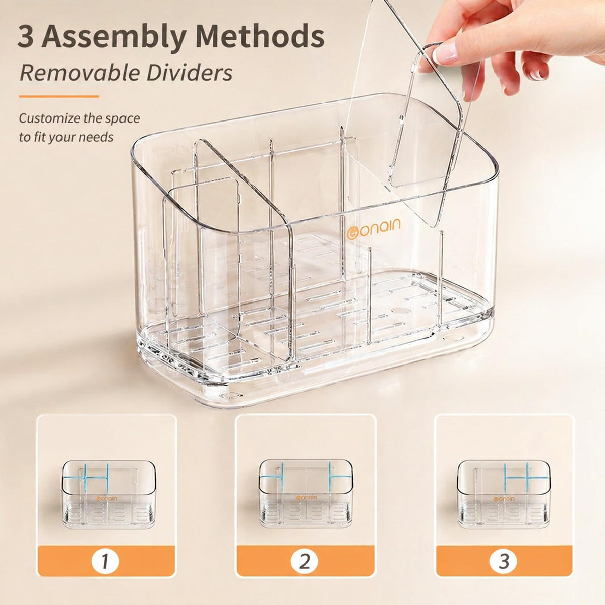 Trlyane Toothbrush Holder Wall Mounted, 5 Slots with Drainage, Clear