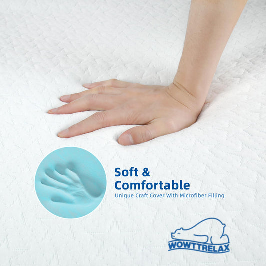 WOWTTRELAX Dual-Layer 2 Inch Memory Foam Mattress Topper Single Bed, Orthopedic Bed Topper with Breathable Washable Cover, Cooling soft for Back Pain