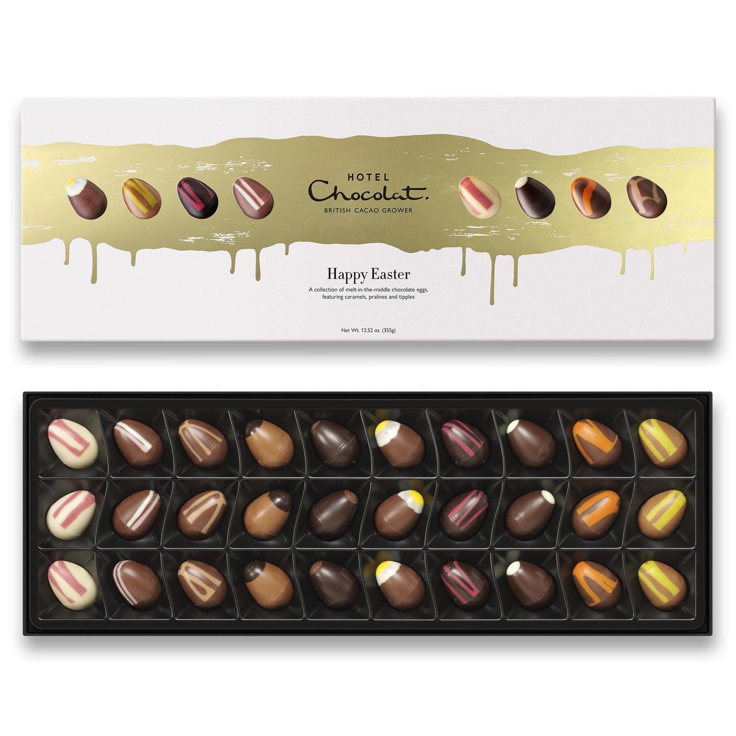 Hotel Chocolat Easter Sleekster - Easter Chocolate Box - 30 Milk, Dark and White Chocolate Eggs, 355g - Easter Chocolate Gifts