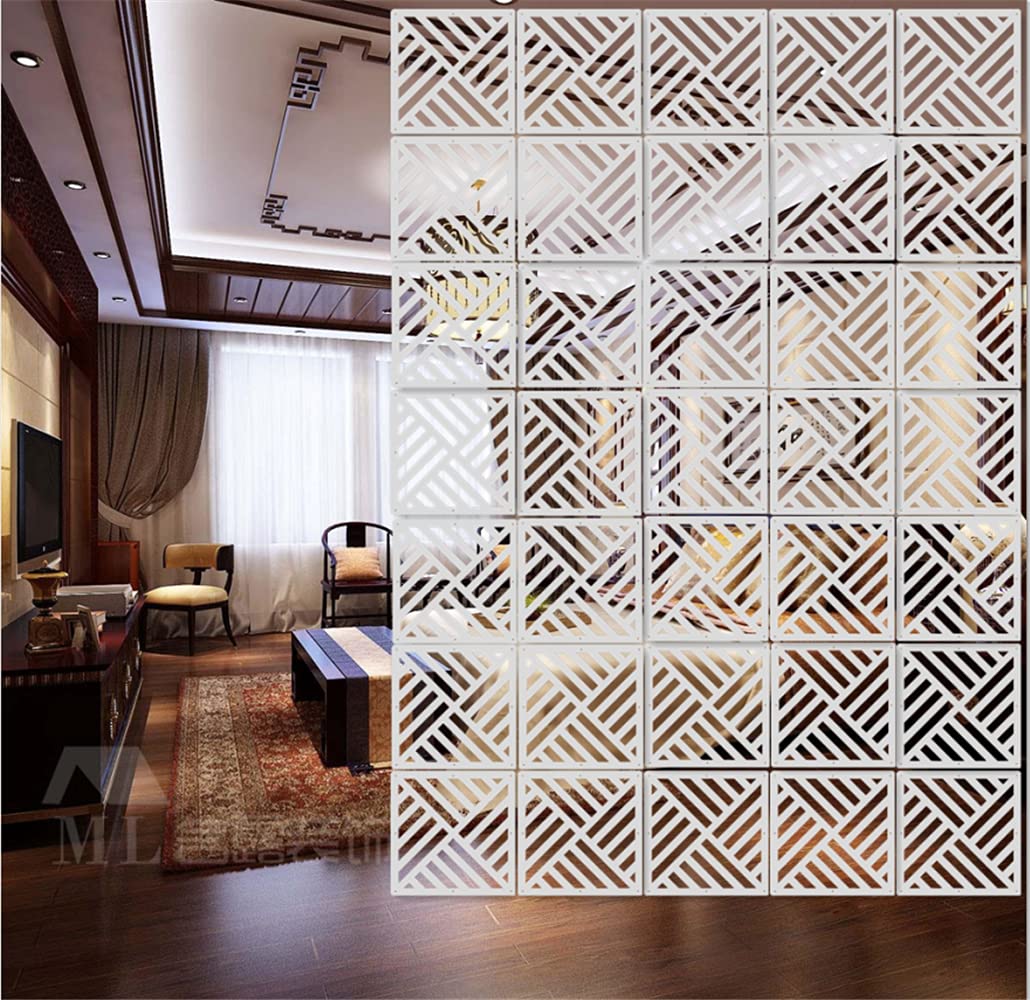 12Pcs/Set White Hanging Room Divider Screens DIY Panel Screens Partition Wall Dividers Room Decorative With All Accessories 29 x 29 cm (M3)