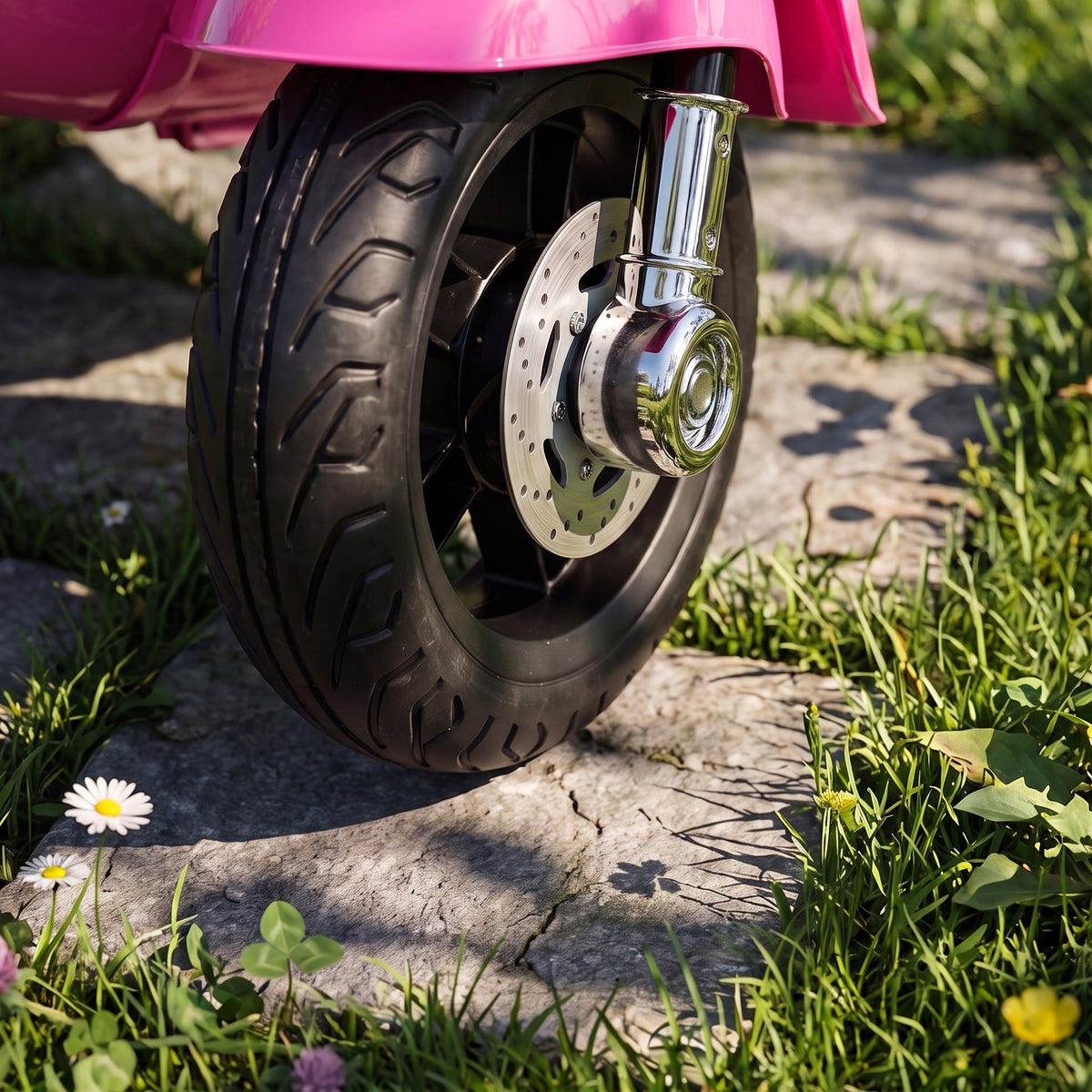 HOMCOM Vespa Licensed 6V Kids Electric Motorbike Ride On Motorcycle Battery Powered for 18-36 Months with Horn, Pink