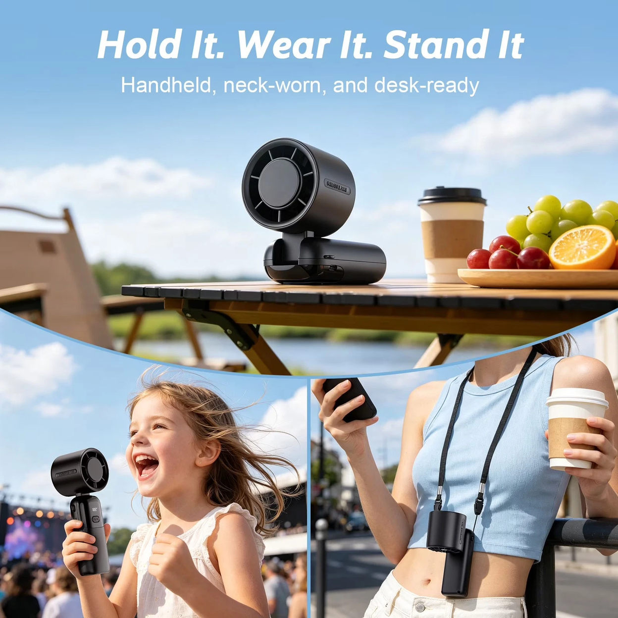 Portable Handheld Mini Turbo Fan In/Outdoor USB Rechargeable Ice Cooling Fans w/LED Display Fan (US Logistics only For USPS.TK/TMEU only For self-pickup)